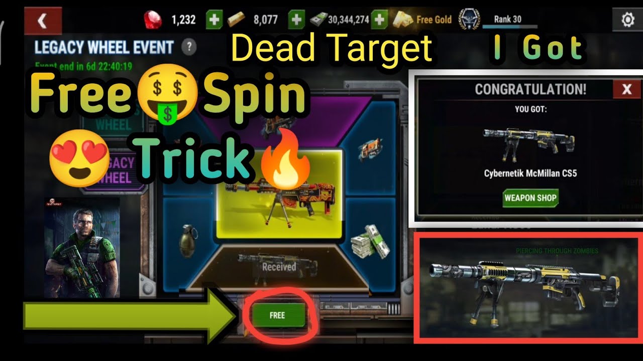 Dead Target: Zombie || New Atlantic Wheel Event 👉 || i got free gun ❤️ || free spin trick 🔥