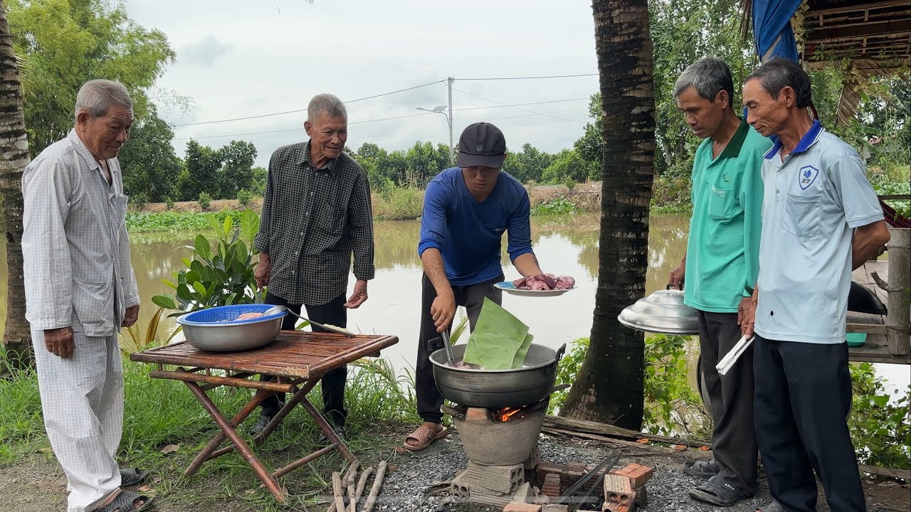 Đầu Heo Nấu Cháo Cúng Đất Đai Sau Vụ Mít Trúng mánh Bác Cháu Vui Mừng Phấn Khởi.GLQ#1667