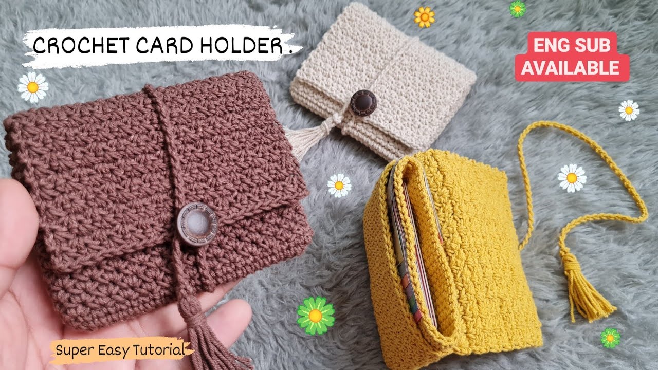Beautiful Crochet Card Holder / Dompet Rajut Cantik Grit Stitch Easy Tutorial/ BP #52