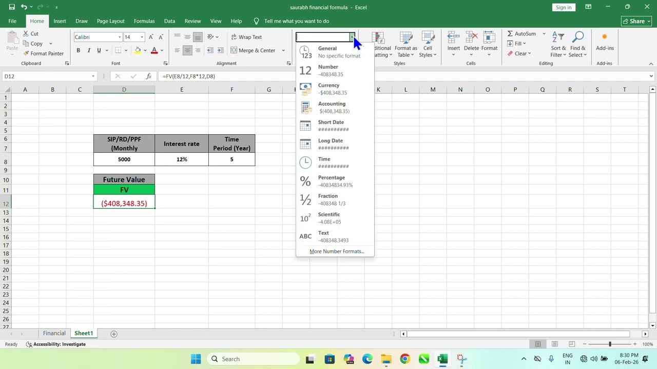 Future value formula in excel