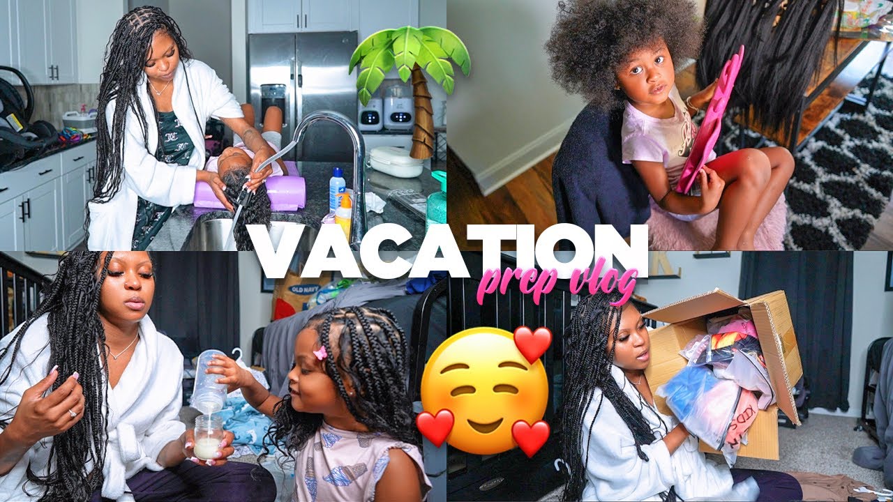 GRWM for Vacation: mommy & me hair, nails , + packing as a mom of 2 ♡