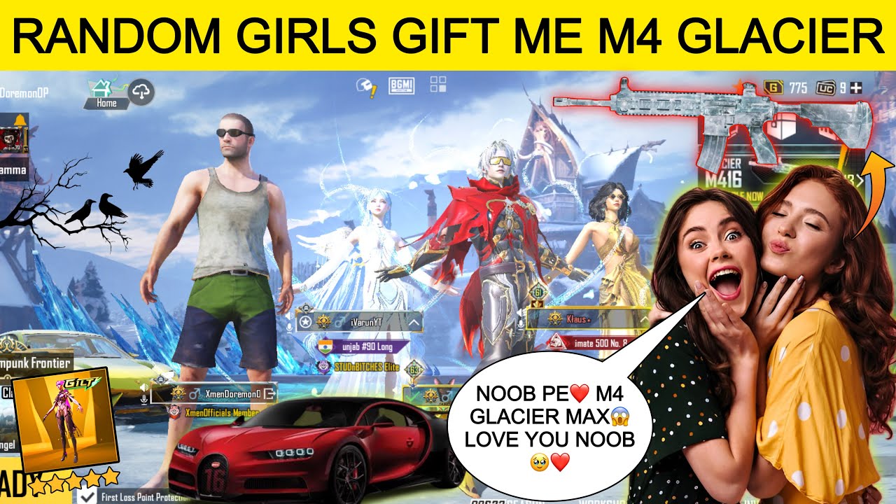 RANDOM RICH GIRLS😍 GIFT🎁 ME M4 GLACIER🥶 SHOCKED😱 AFTER SEEING MY ALL X-SUIT MAX❤️ & MYHTIC GUNS🔥🥰