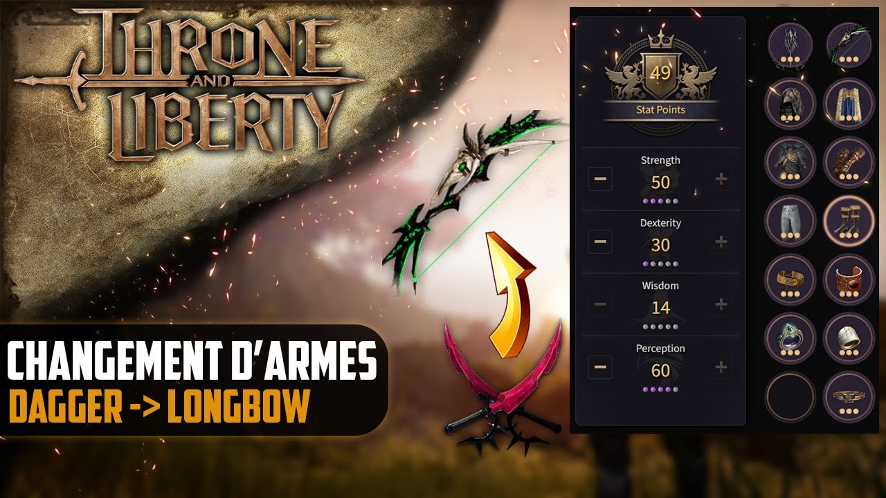 Switch d'armes / Dagger - LongBow [Throne and Liberty]