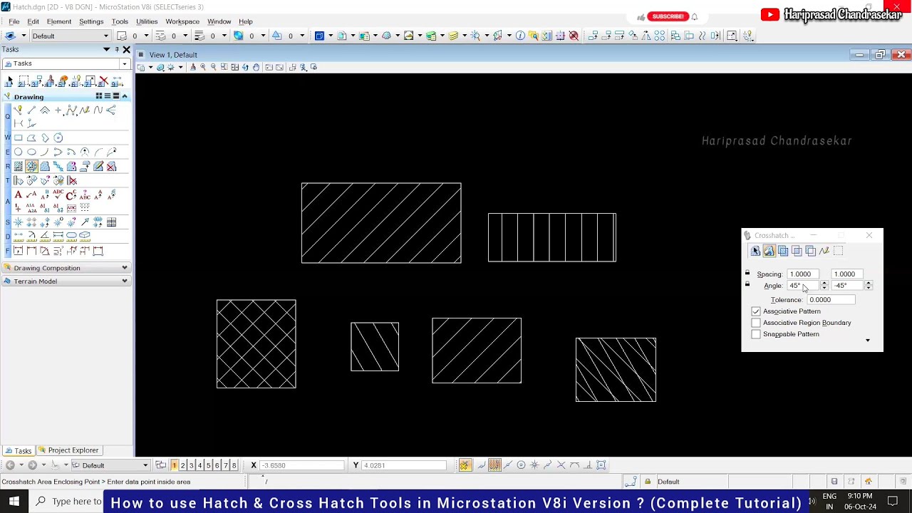 How to use Hatch & Cross Hatch Tools in Microstation V8i Version ? (Complete Tutorial)