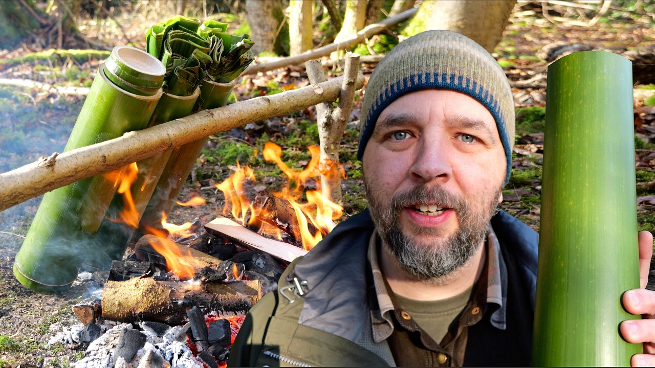 Primitive Bushcraft Cooking in Bamboo