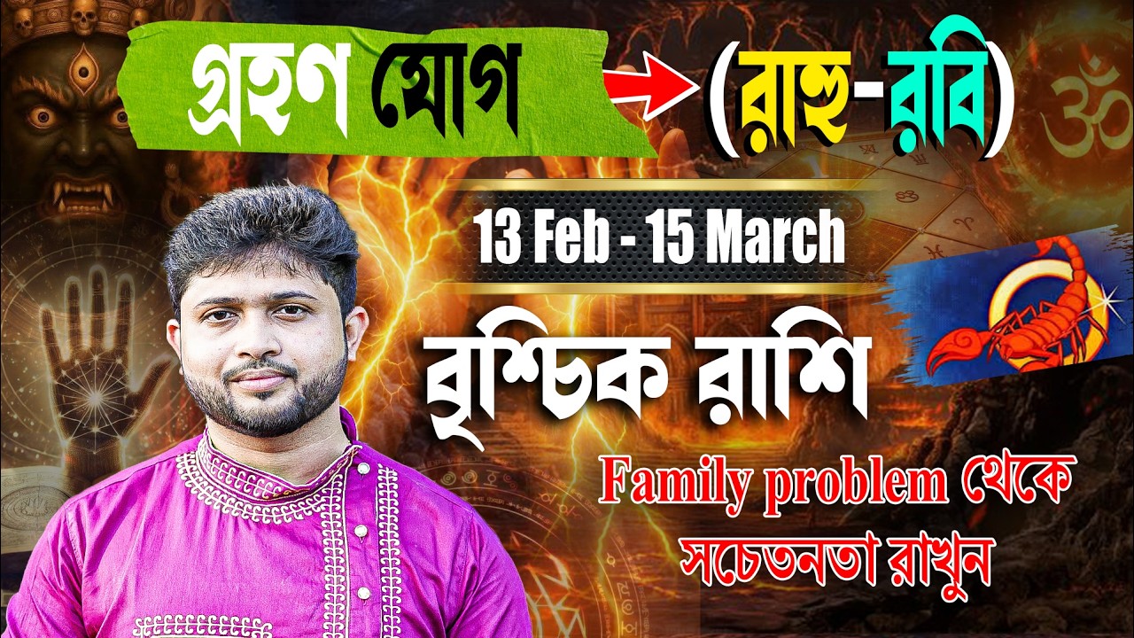 বৃশ্চিক 🦂 রাশি। Scorpio Sign 🦂 ♏। ১৩ ই ফেব্রুয়ারি থেকে ১৫ ই মার্চ গ্রহণ যোগের প্রভাব জানুন।