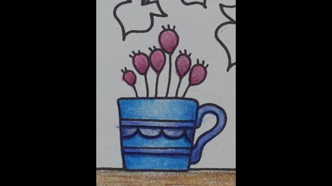 Adult Colouring Tutorial Cup of Flowers - from World of Flowers by Johanna Basford