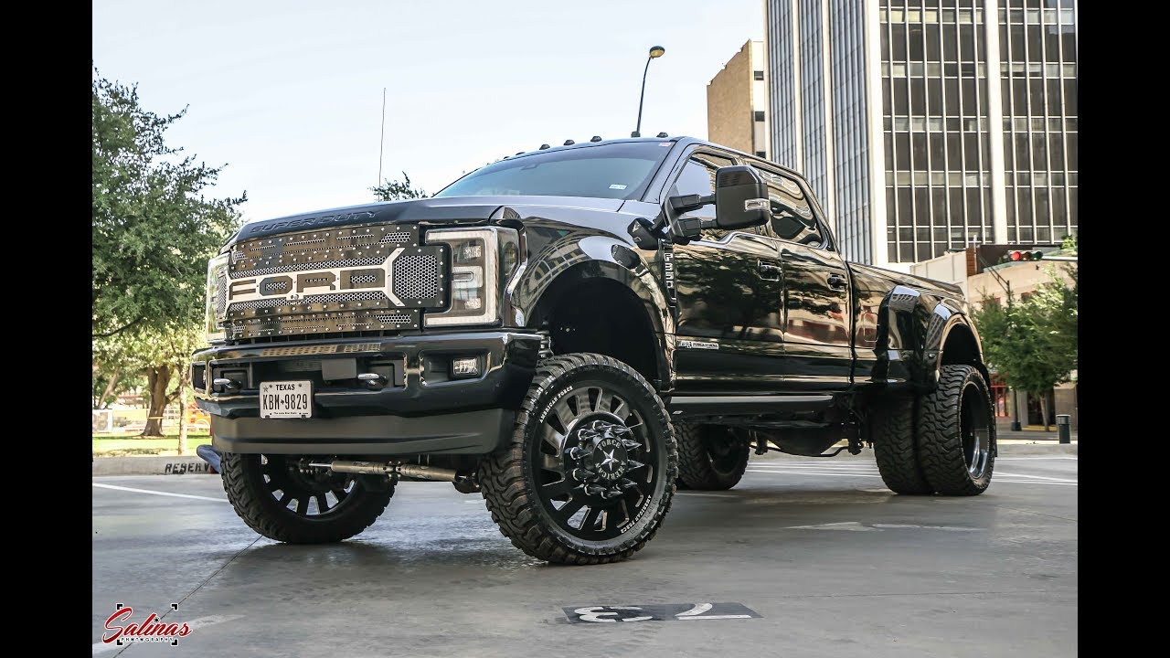 Blacked out 2017 F350 on 26s Fully tuned and deleted cruises downtown!