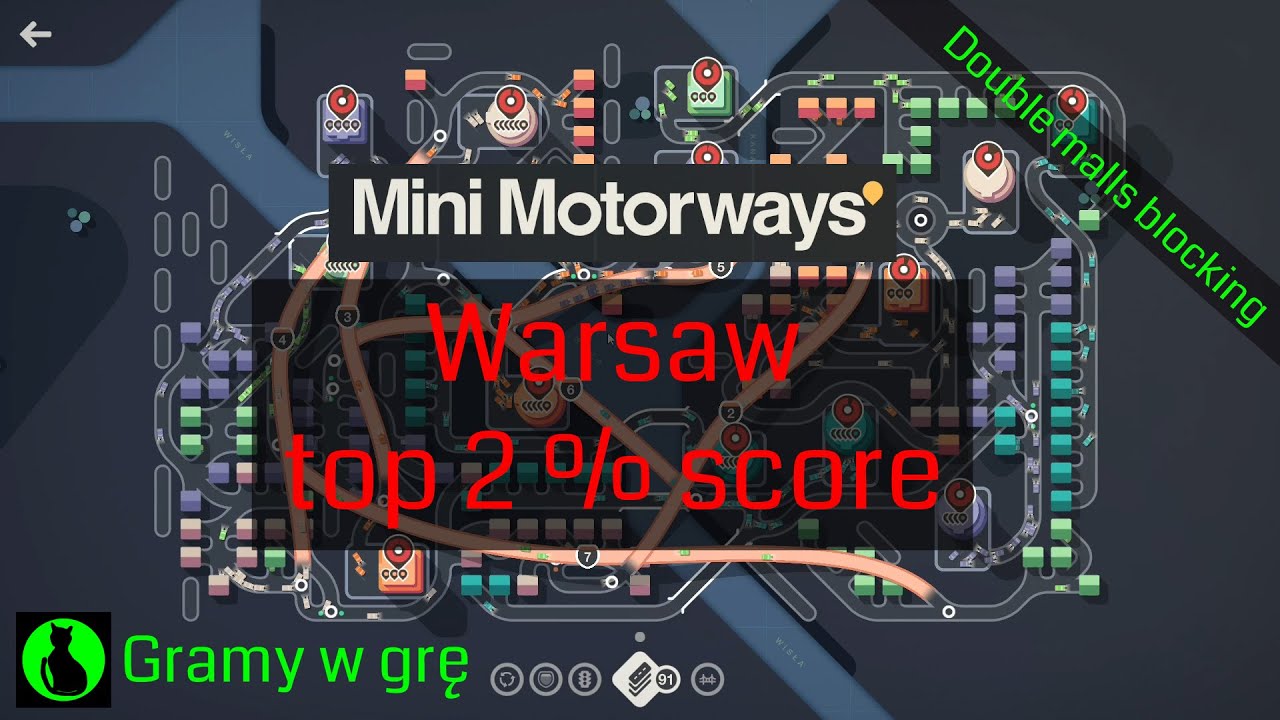 Mini Motorways - Warsaw top 2% /Double malls blocking strategy/