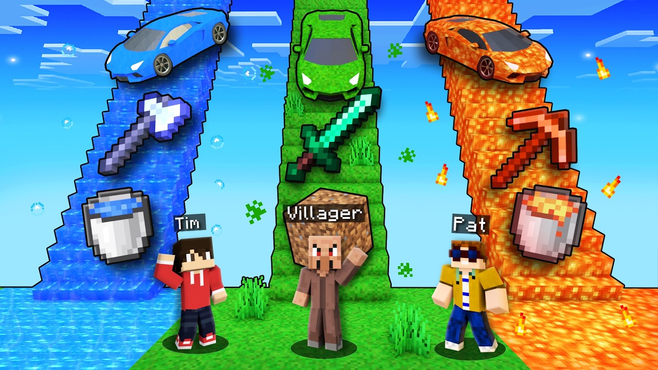 WASSER vs. ERDE vs. LAVA ELEMENT TREPPE in Minecraft!