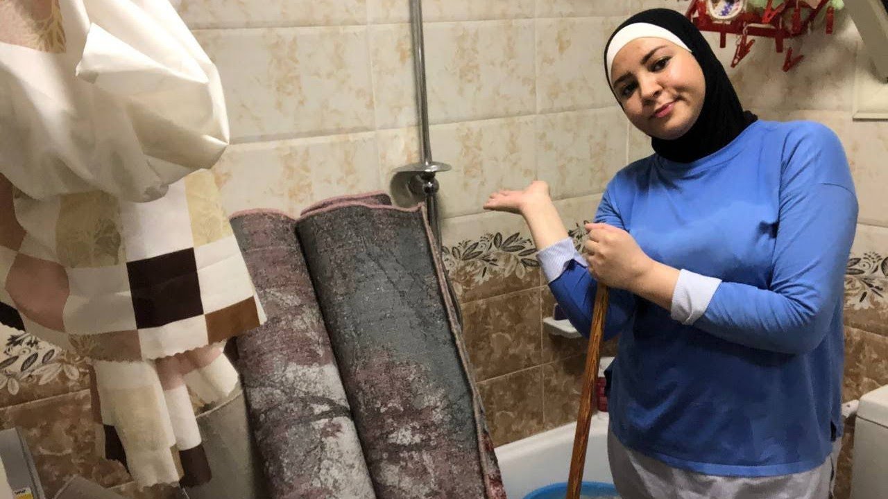 روتين العيد 💃غسيل السجاد والستاير هد حيلي😭