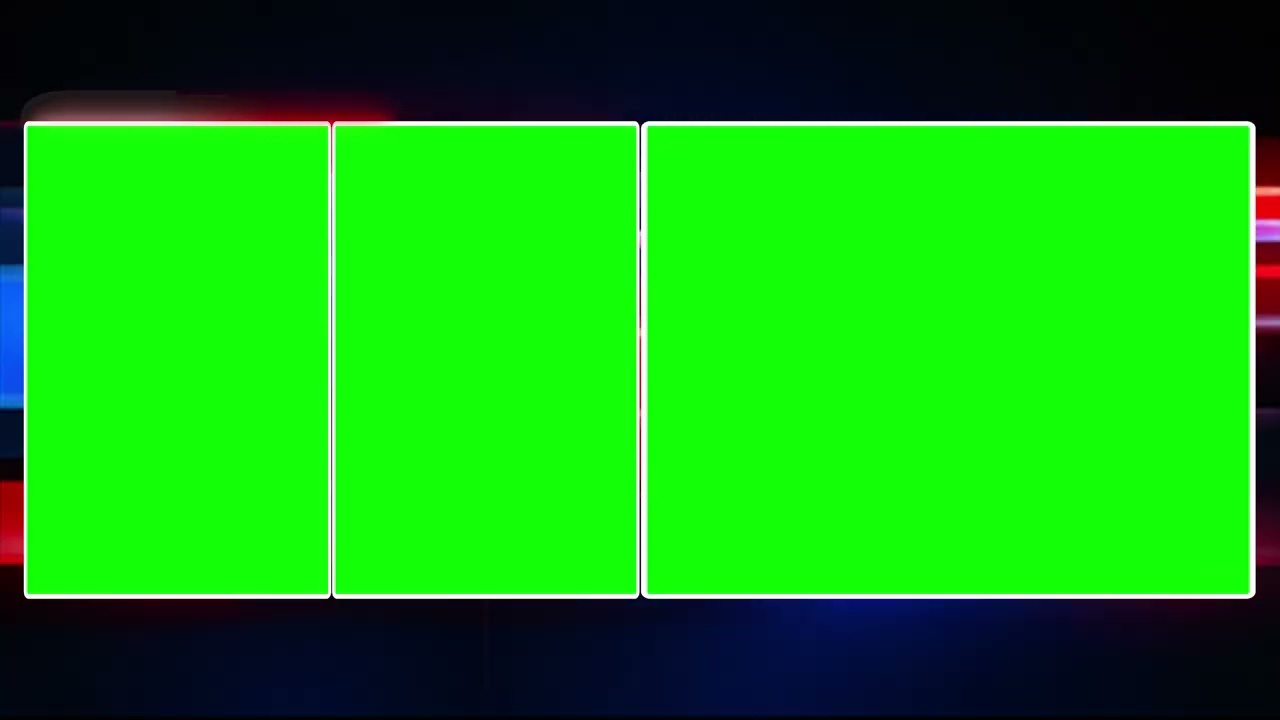 3-Box News Screen Layout | Anchor & Reporter Frames + Large Visual | Green Screen Chroma Key