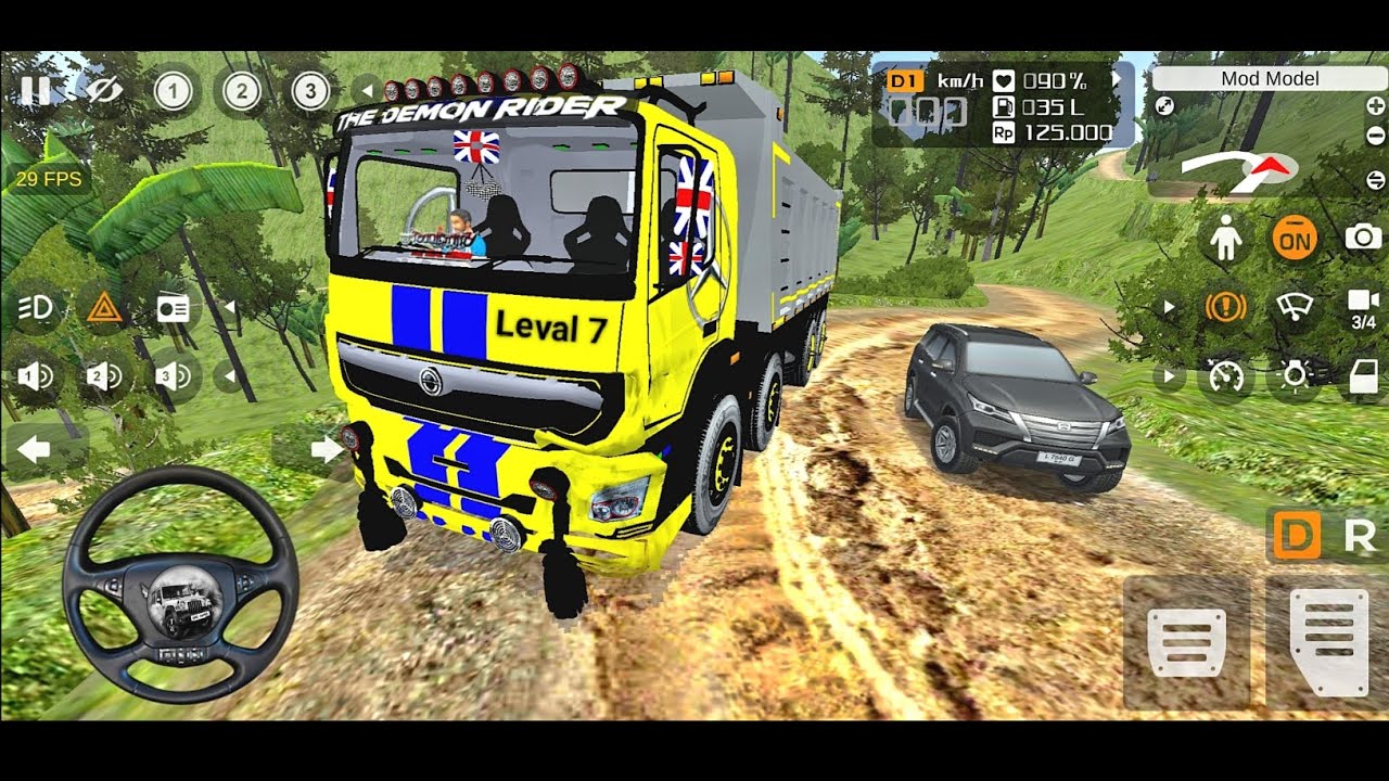 INDIAN TRUCK DRIVING BUS SIMULATOR INDONESIA MOUNTAIN ROAD | BHARAT BENZ 12X12TRUCK DRIVING Level 7
