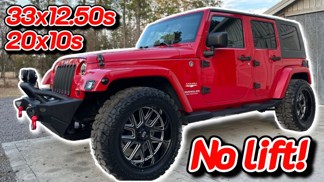 20x10 Wheels & 33x12.50 Tires • Jeep Wrangler JKU • No Lift!