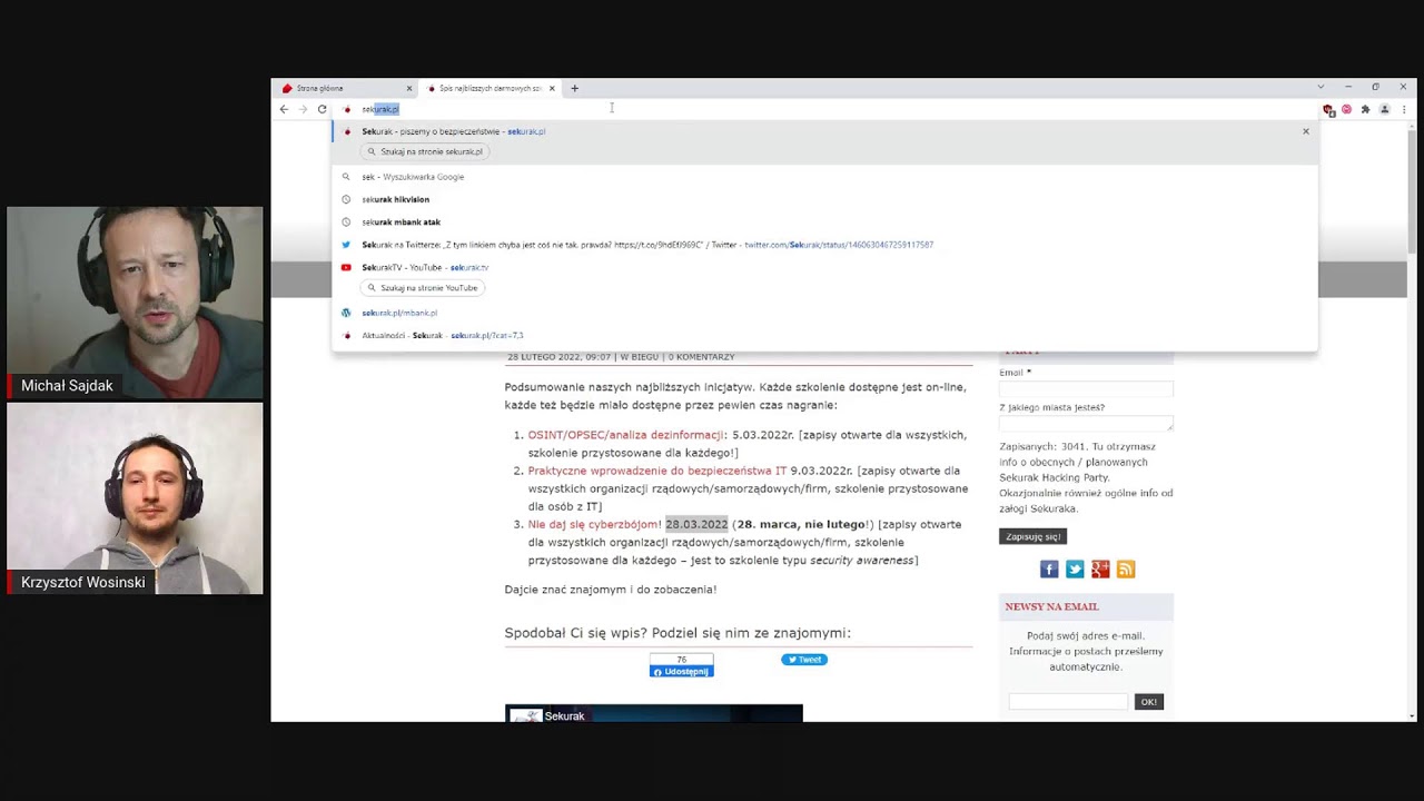 Szkolenie: OSINT/OPSEC (~90 minut).