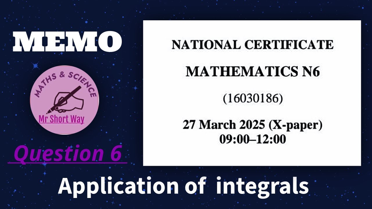Mathematics N6 April 2025 Question 6 ( calculating arc length & surface area )