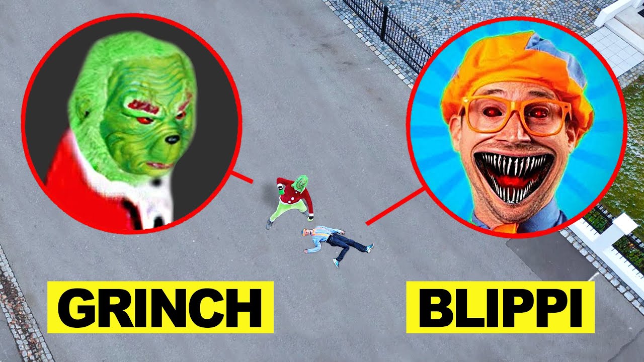 DROHNE überwacht BLIPPI und GRINCH in REAL LIFE um 3 UHR mittags !!