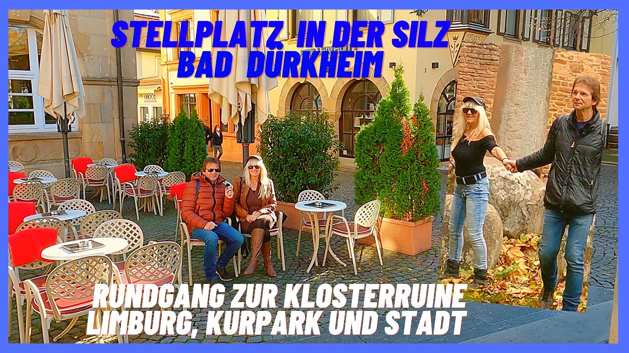 Bad Dürkheim Wohnmobil Stellplatz in der Silz. Wandern zur Klosterruine Limburg,  Stadt und Kurpark