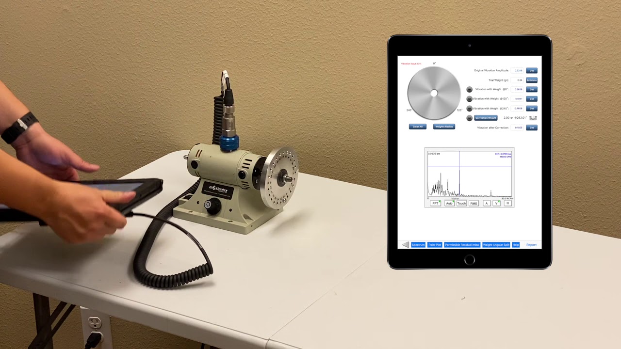 Single Plane 4-Run Balancing Using Motionics iPad Rotor Balancing Kit and iRotorBalancer App