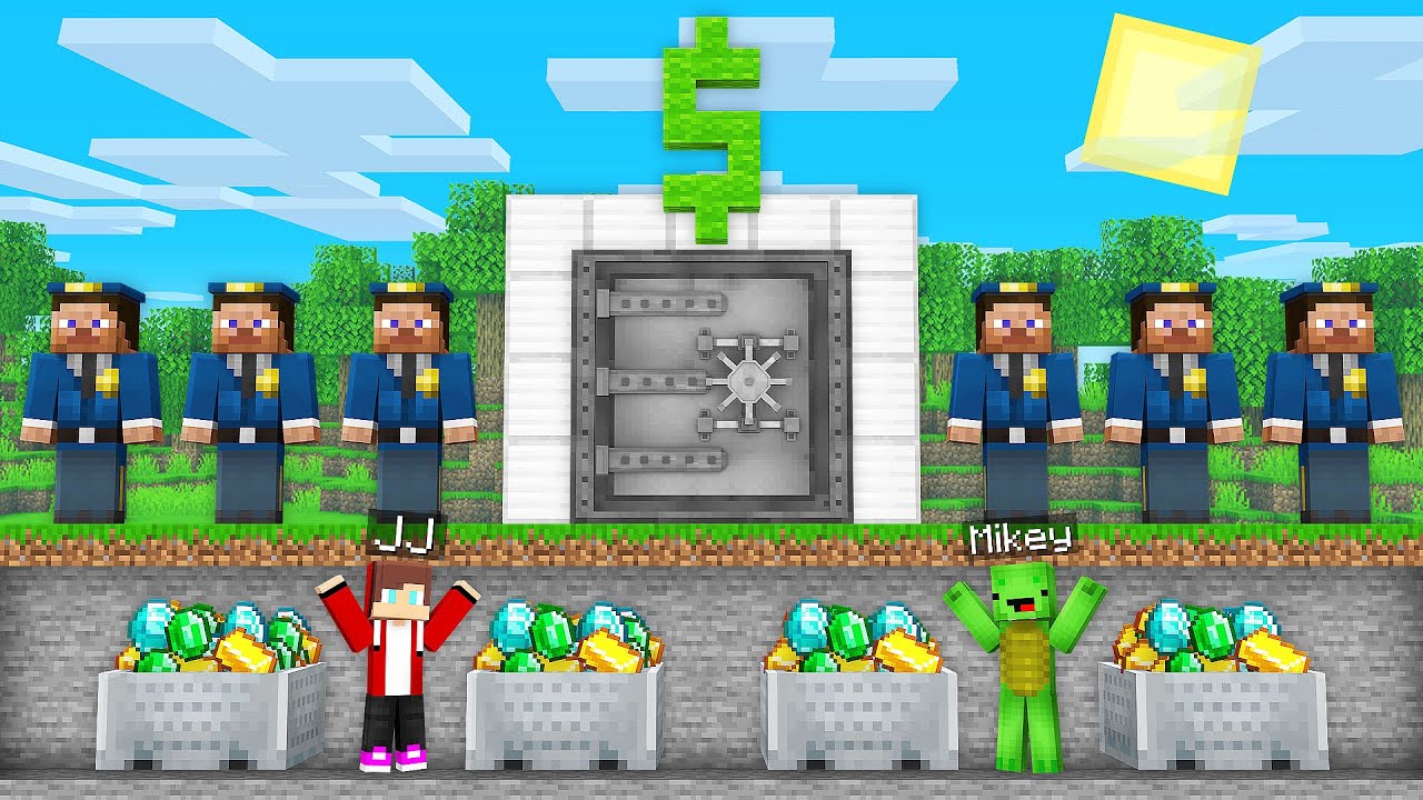 Mikey and JJ Stole All Treasures From The BANK in Minecraft (Maizen)