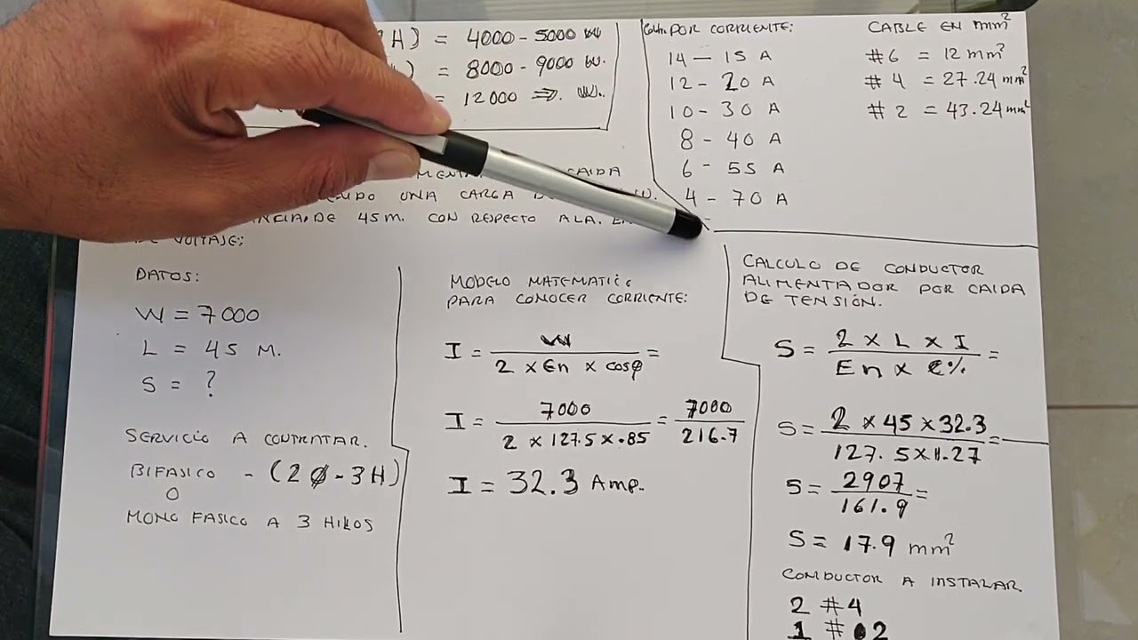 CALCULO DE CONDUCTORES ALIMENTADORES POR CAIDA DE TENSION. SISTEMA BIFASICO