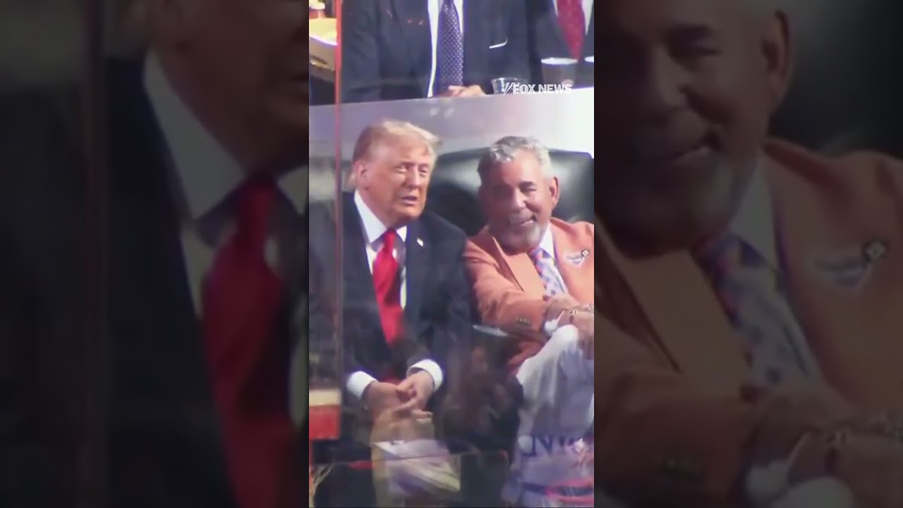 Trump was spotted chatting with New York Knicks and Madison Square Garden owner