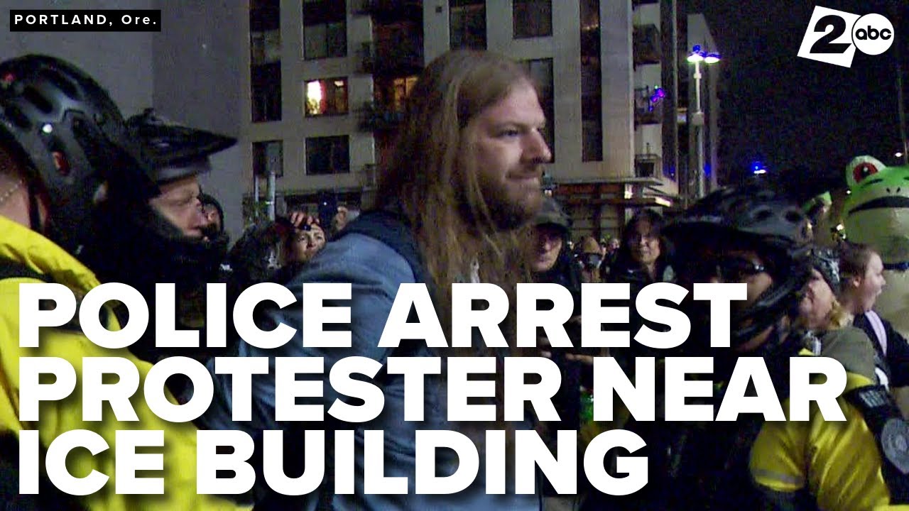 Portland Police take Harold Alston Smith into custody near the ICE facility on October 12, 2025