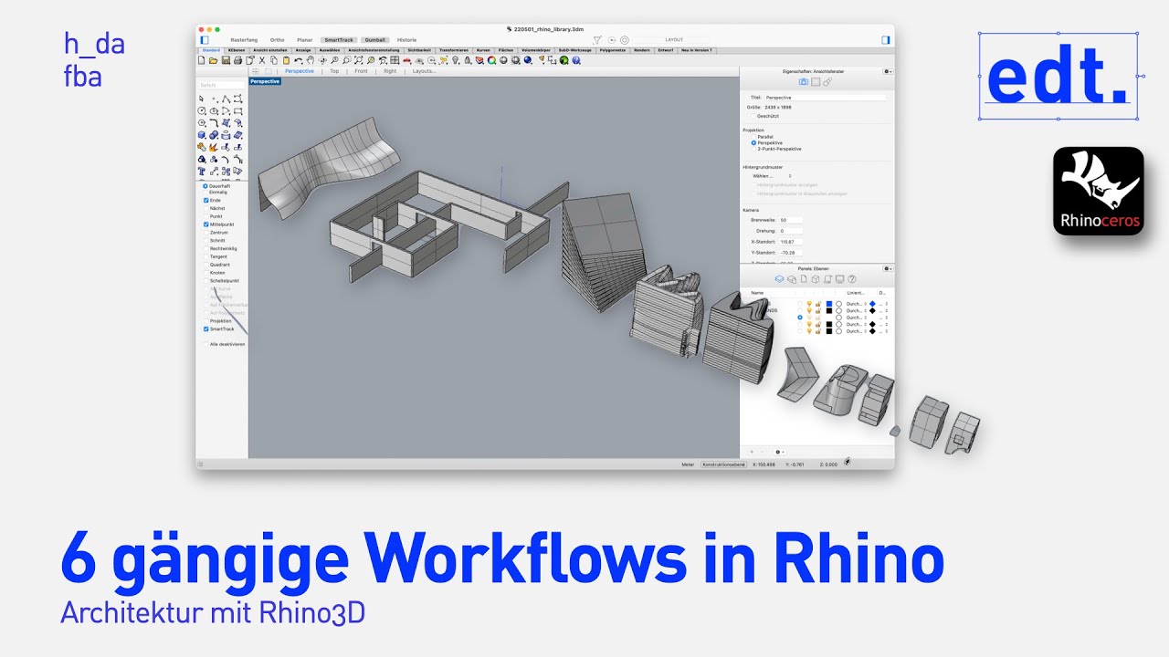 6 gängige 3D modellierungs Workflows in Rhino | Architektur mit Rhino3D | edt. fba h_da