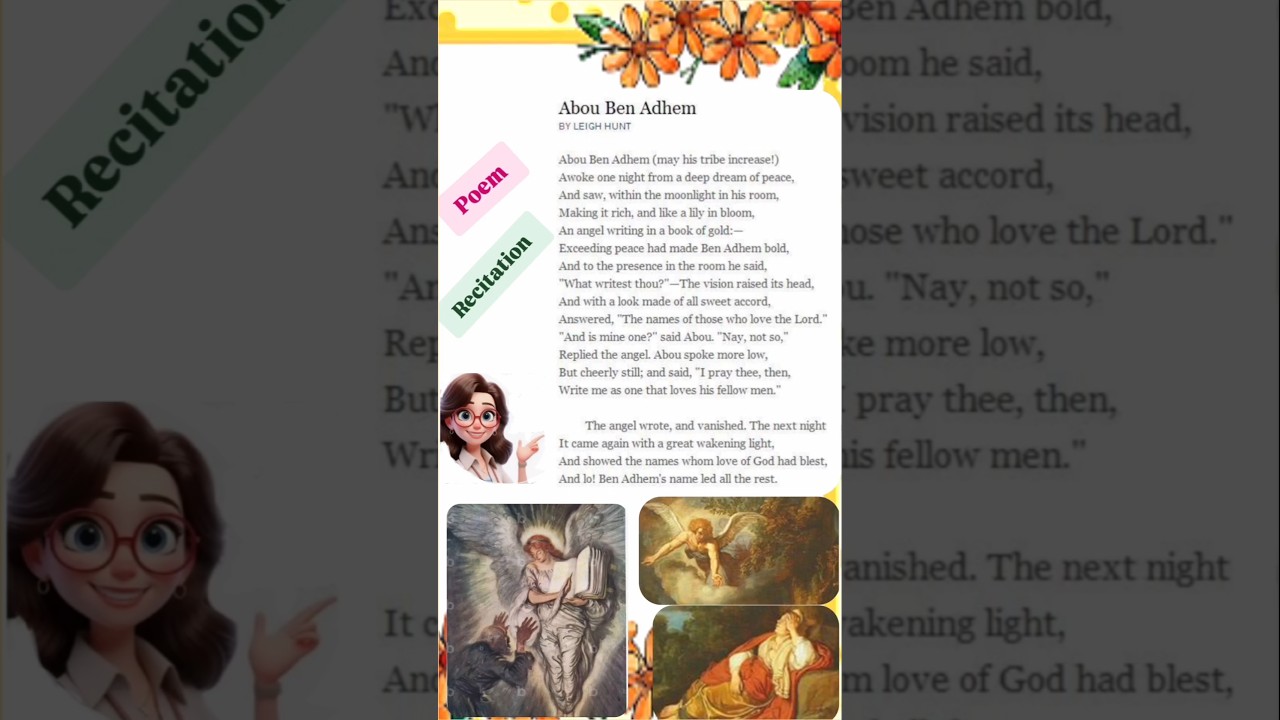 Poem : Abou Ben Adhem #englishpoemrecitation #bestpoetry#educationalvideo #britishpoet#learningpoem