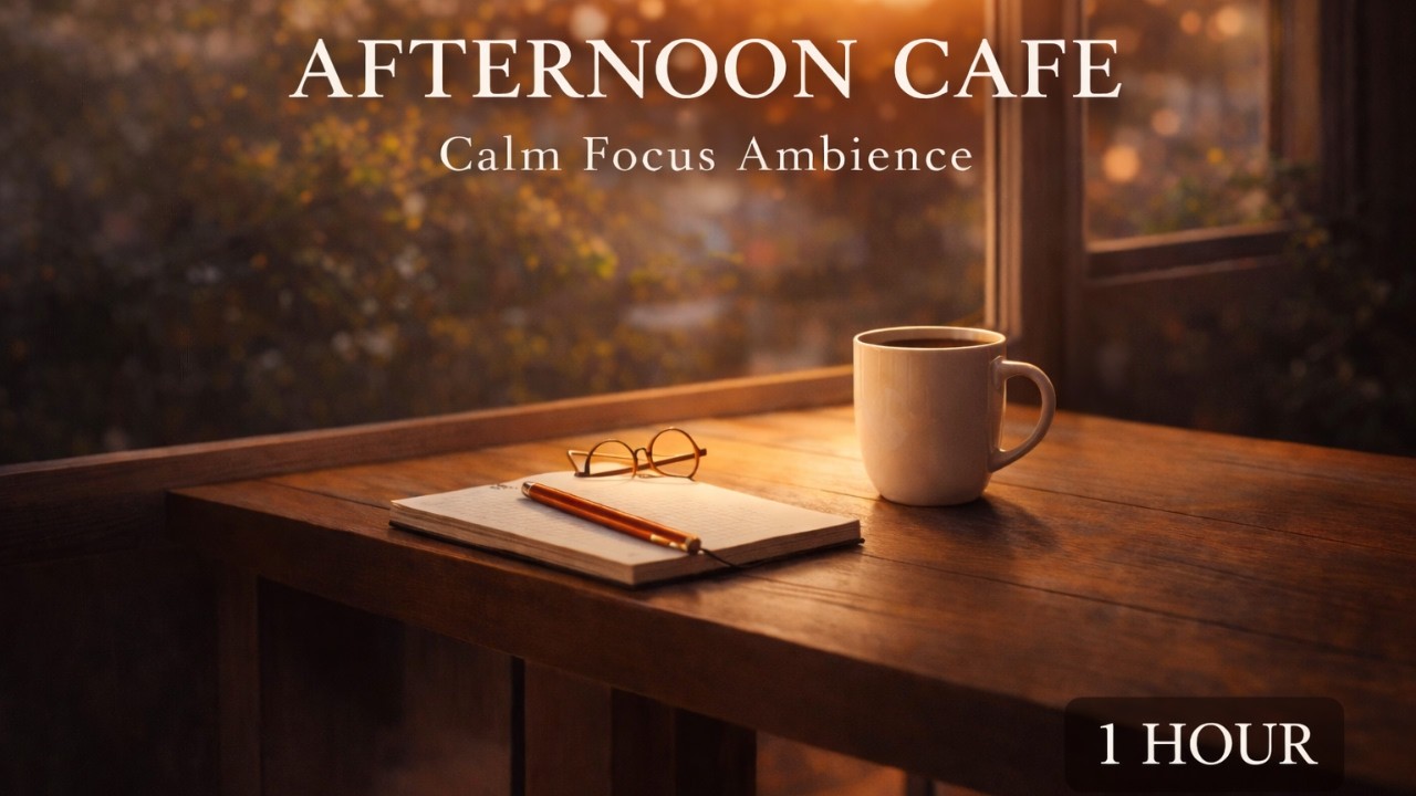 Afternoon Cafe – Calm Focus Coffee Shop Ambience | Soft Background Music for Study & Work (1 Hour)