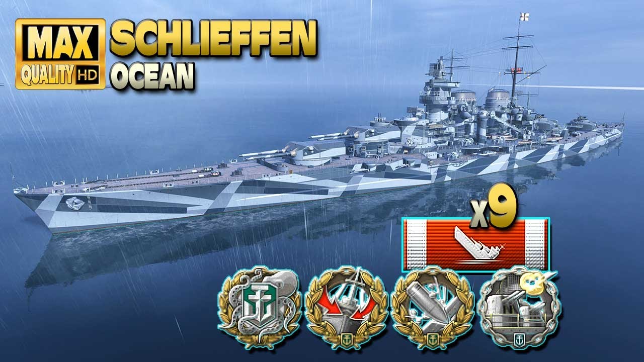 Линкор Шлиффен: на карте океана уничтожено 9 кораблей - World of Warships