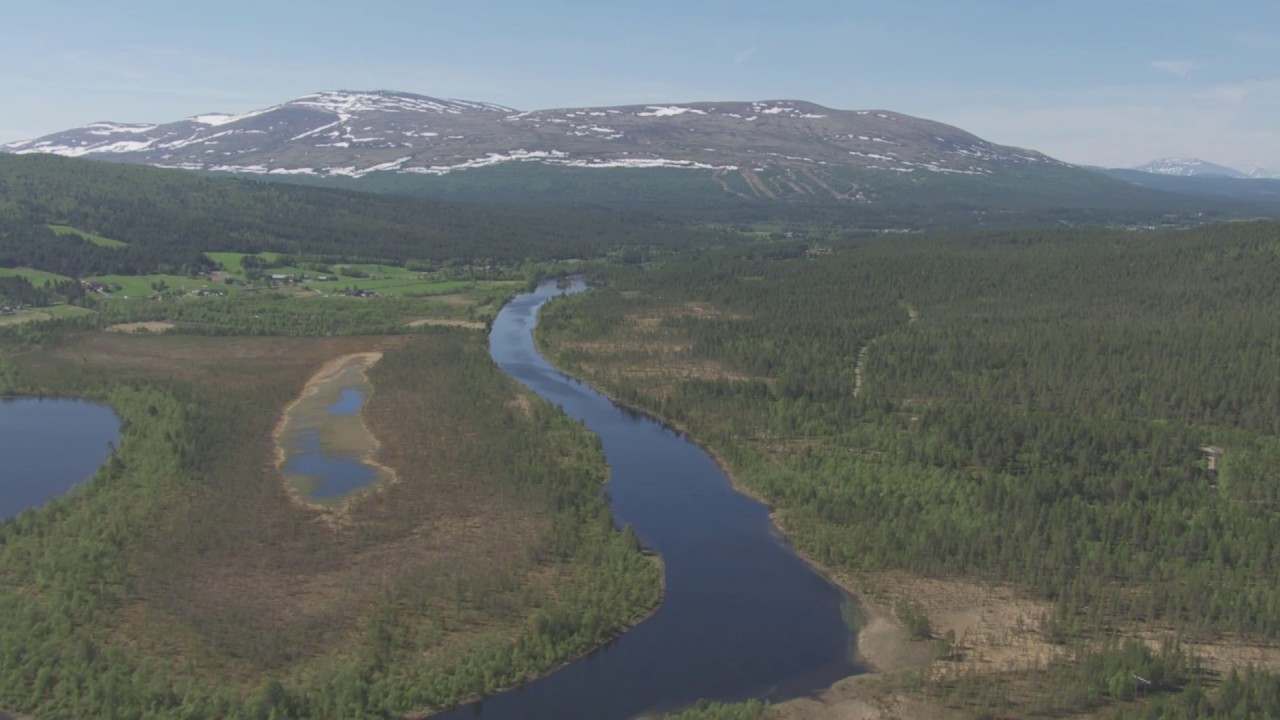 Røros, Hummelfjell, Os, elven Glomma - Flying Over Norway