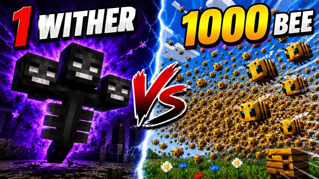 Can 1000 BEES Defeat 1 WITHER? (Minecraft)