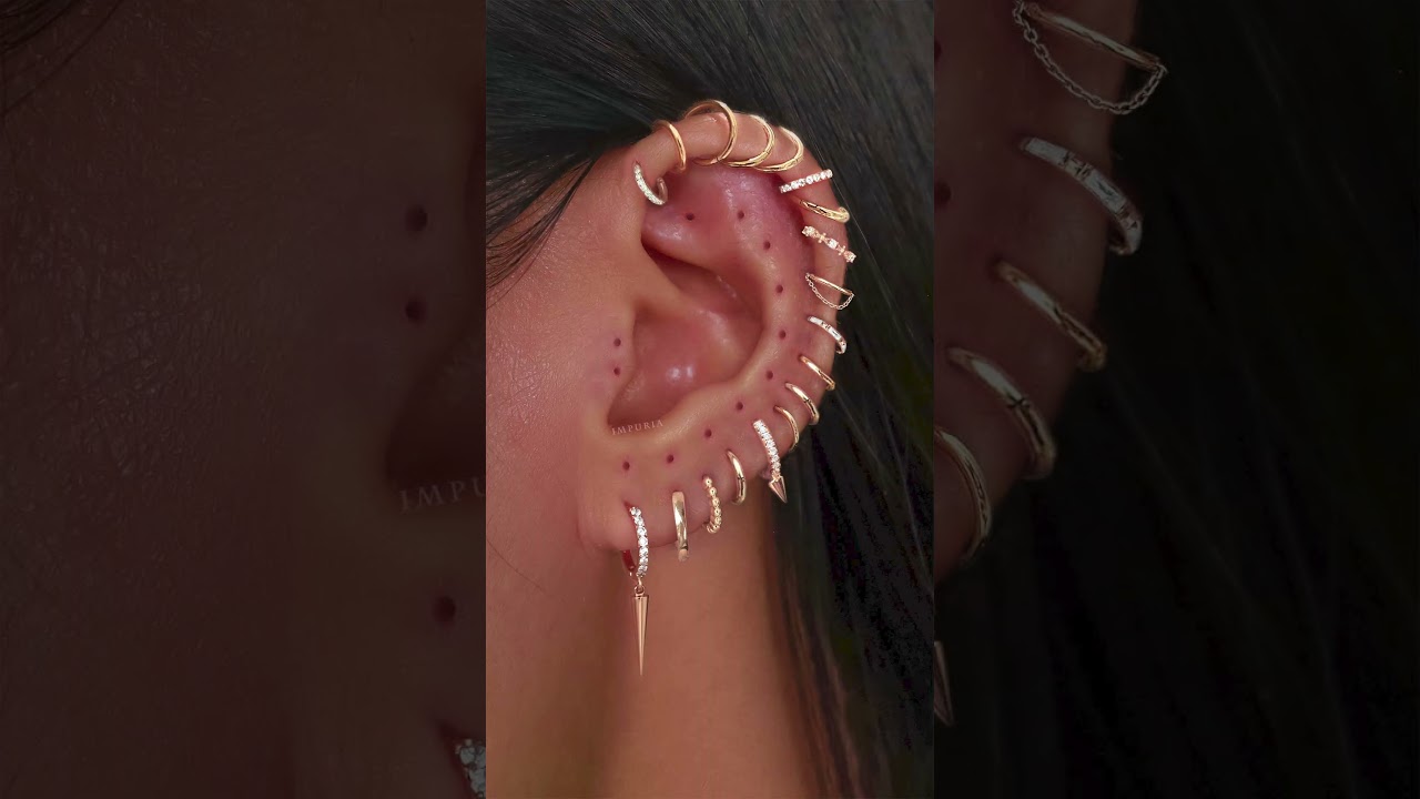 Aesthetic Gold Hoop Ear Curation ✨ | Impuria Jewelry #earpiercing #piercing #earrings #earring