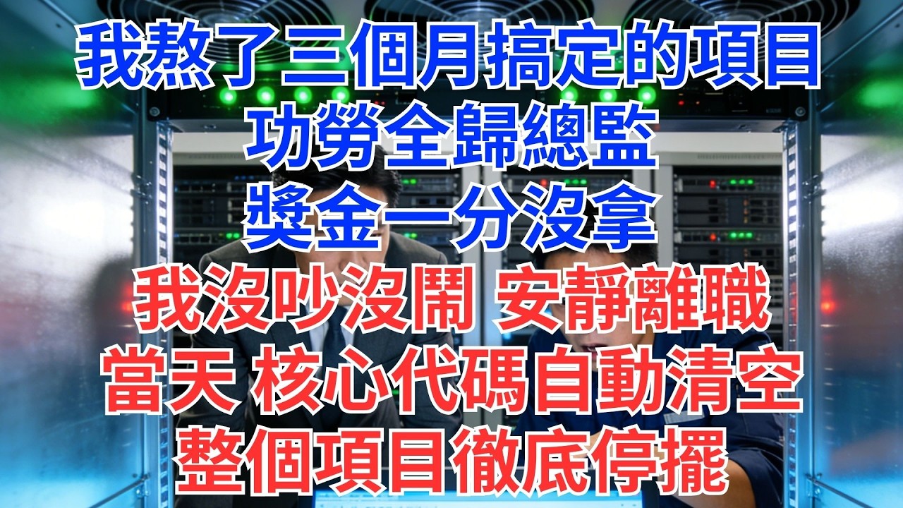 我熬3個月寫完專案，功勞全給總監，獎金0元！我沒鬧，離職當天…核心代碼自動清空，全公司傻眼！#為人處世#生活經驗#情感故事#职场