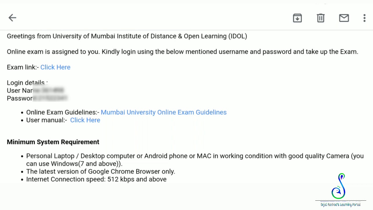 IDOL Mock test | IDOL MCQs exam | ID and password Mumbai University