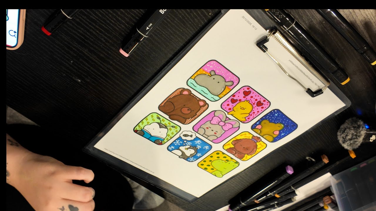 Color with me (ASMR) 🥞 'Fuzzy Friends' by Coco Wyo 🦛