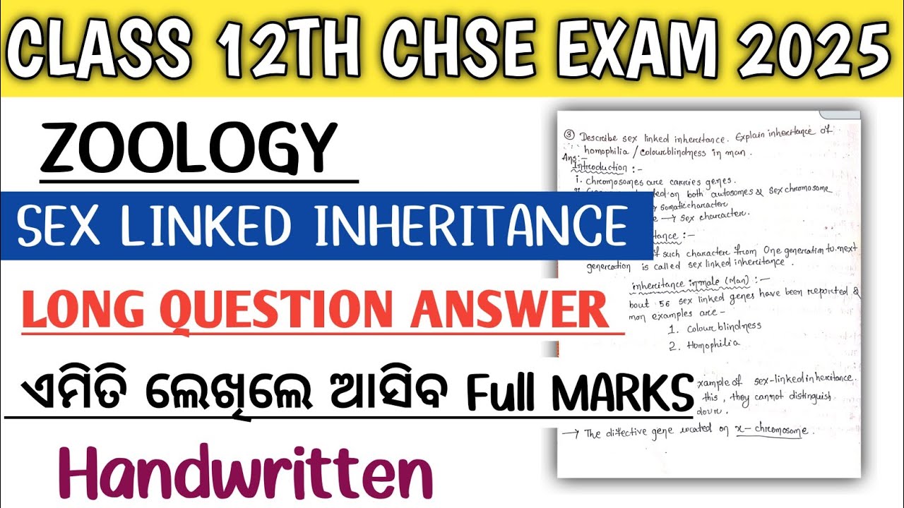 Sex Linked Inheritance Long Question Answer||Class 12th chse biology Exam