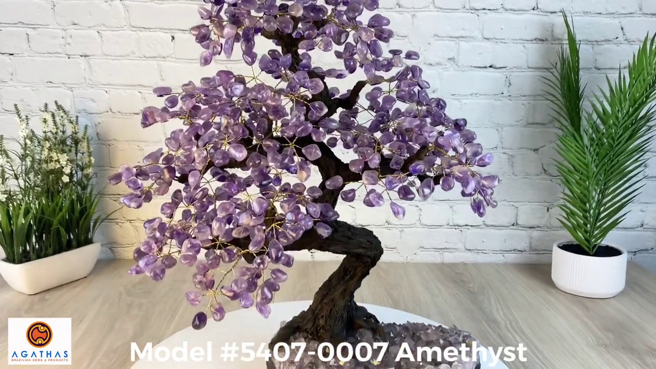 Large Handmade Gemstone Tree, Amethyst Gems, 25