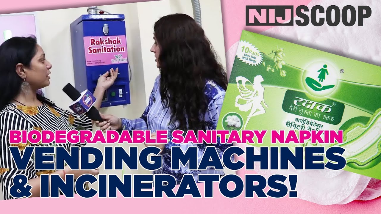 Biodegradable sanitary napkin vending machine & incinerators!