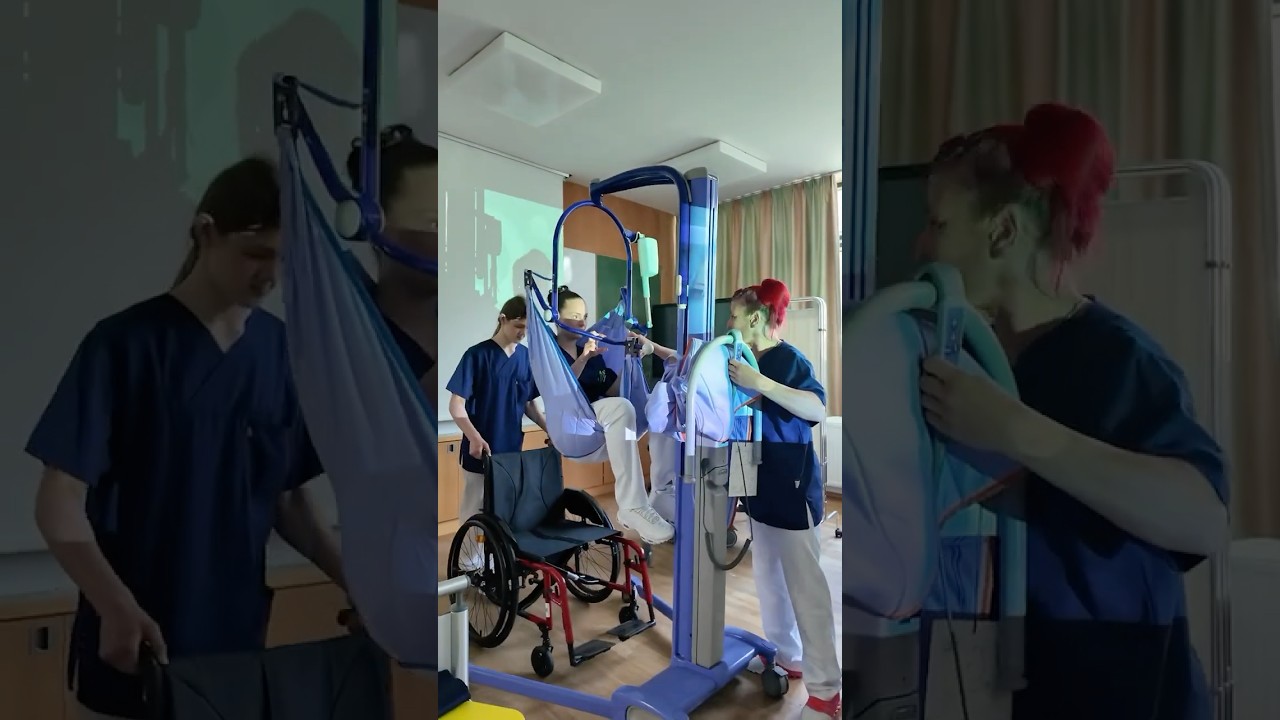 Wir zeigen den Patiententransfer vom Bett in den Rollstuhl mit dem #Patientenlifter 🏗️