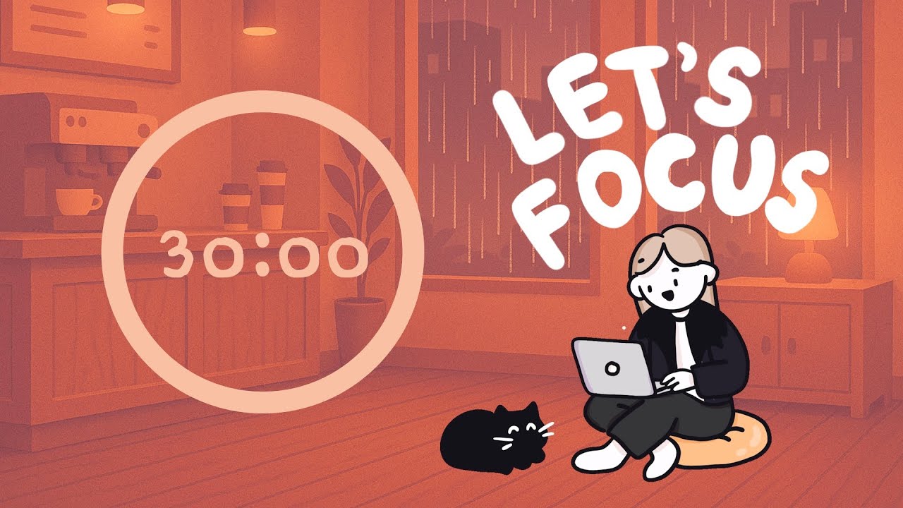 Rain Ambience Pomodoro 4x30min (2hrs) | ADHD | Let's get focused! ♡