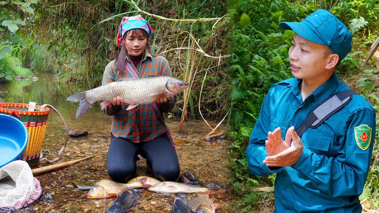 Catching giant fish with traditional tools. A great morale boost for the young police officer