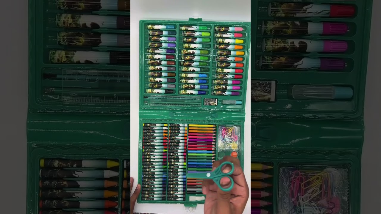 Maleta Escolar Estojo Pintura Infantil 150 P&ccedil; Giz Canetinhas Verde