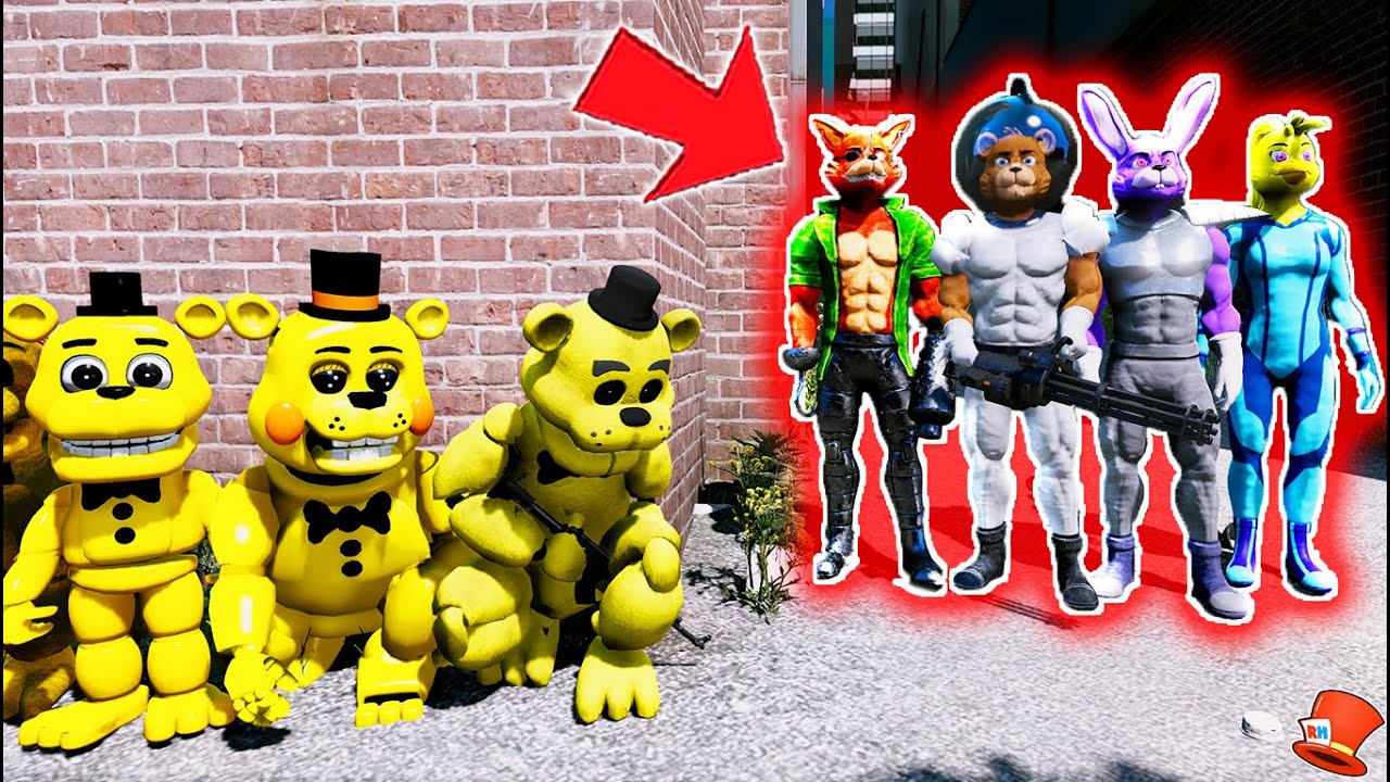 Can All GOLDEN Freddy Animatronics DEFEAT the SPACE Animatronics? (GTA 5 Mods FNAF RedHatter)