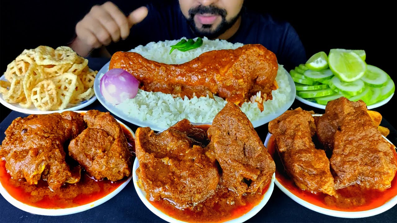 1.5KG SPICY MUTTON ROGAN JOSH, RICE, PAPAD, LEMON, SALAD, CHILI ASMR MUKBANG| BIG BITES| #liveToEATT