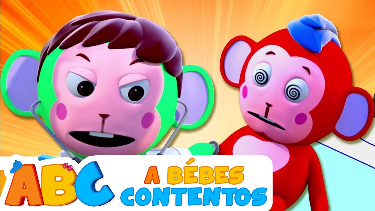 A Bebés Contentos | Cinco Monitos Saltando en la Cama - Canciones Animadas para Niños