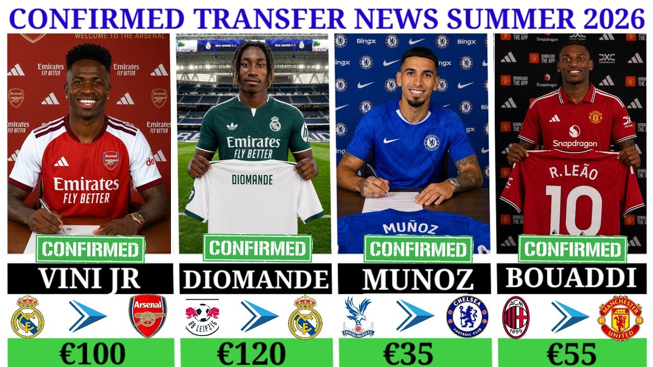 🚨 LATEST CONFIRMED TRANSFERS & RUMOURS NEWS 2026 🤯 Vinicius Junior, Yan Diomande, Leao, Munoz ✅