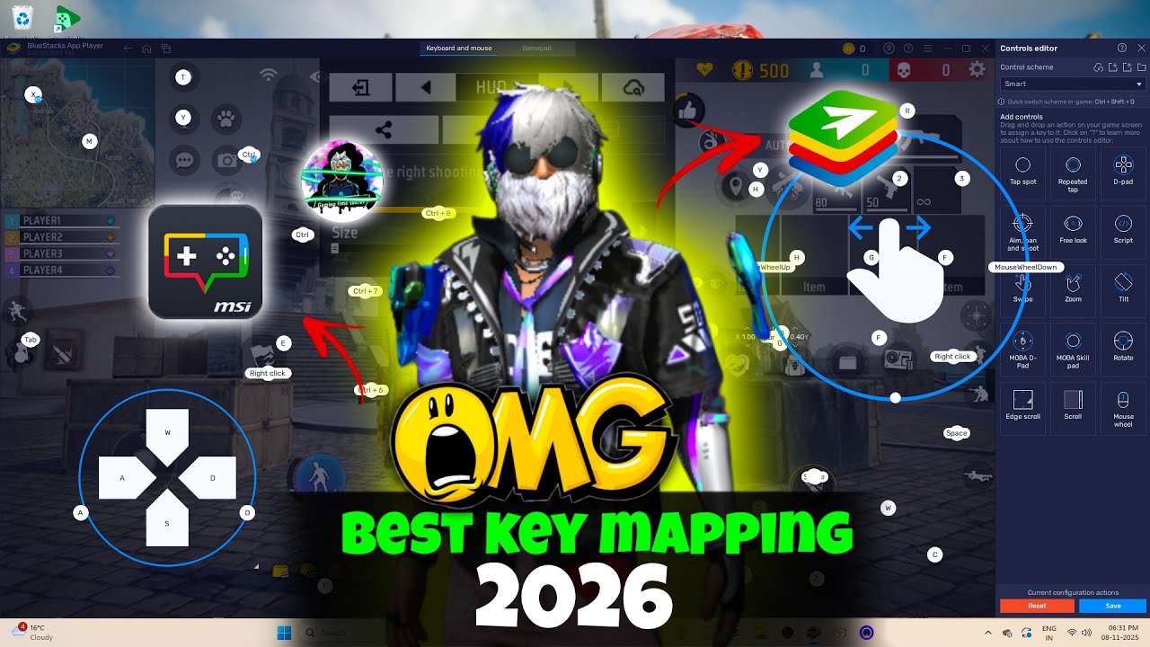 BEST KEYMAPPING for Free Fire New PC Player: Bluestacks 5 Easy Custom HUDFor Free Fire | 2025 Guide
