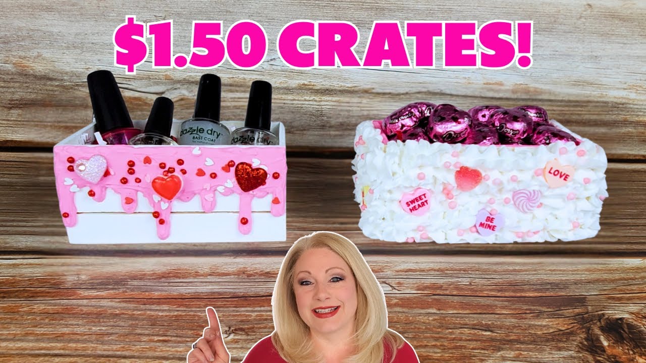 💕I Turned Dollar Tree Wood Crates Into the Sweetest Valentine Gift